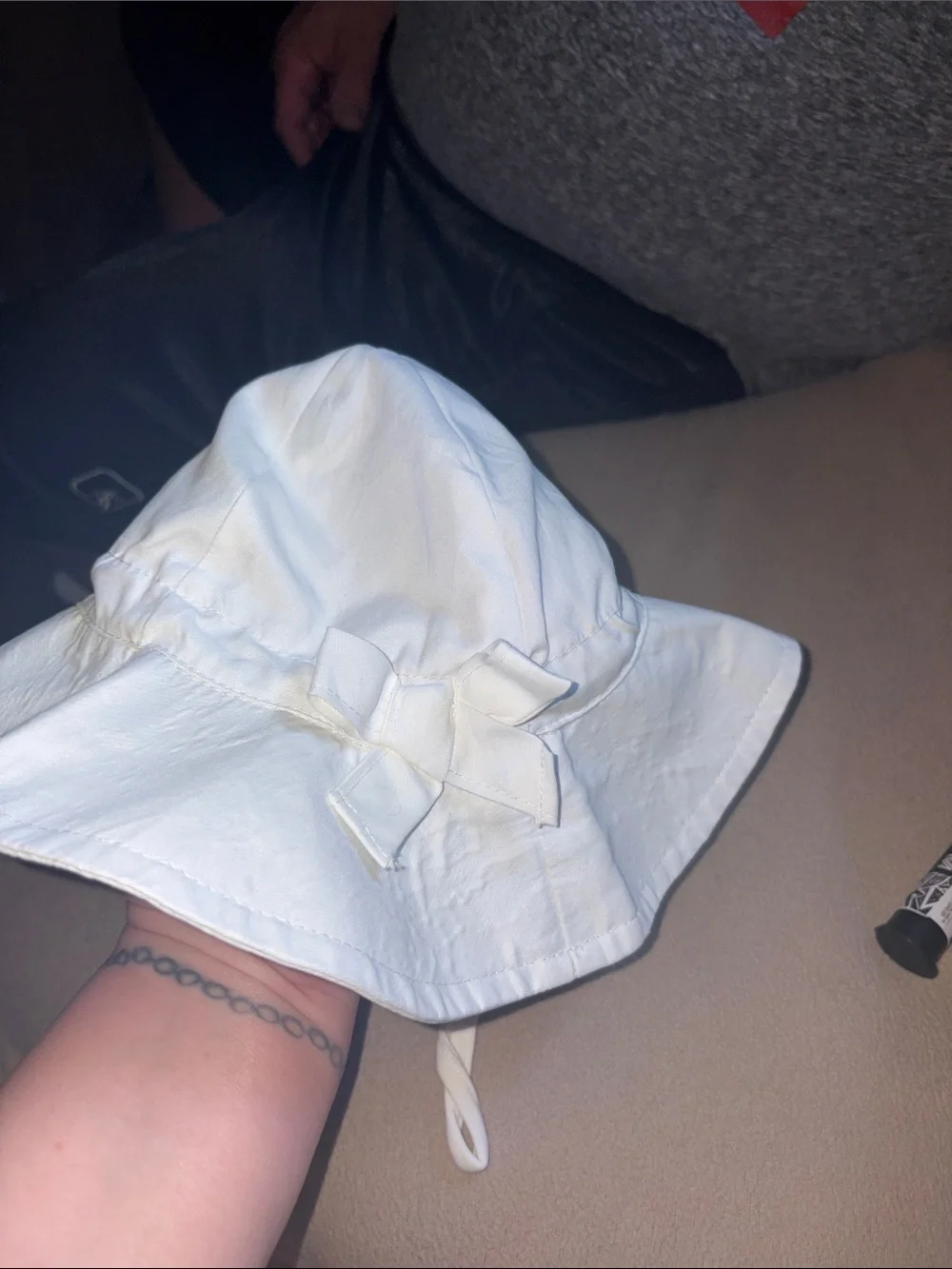 Kids White Sun Hat with Bow